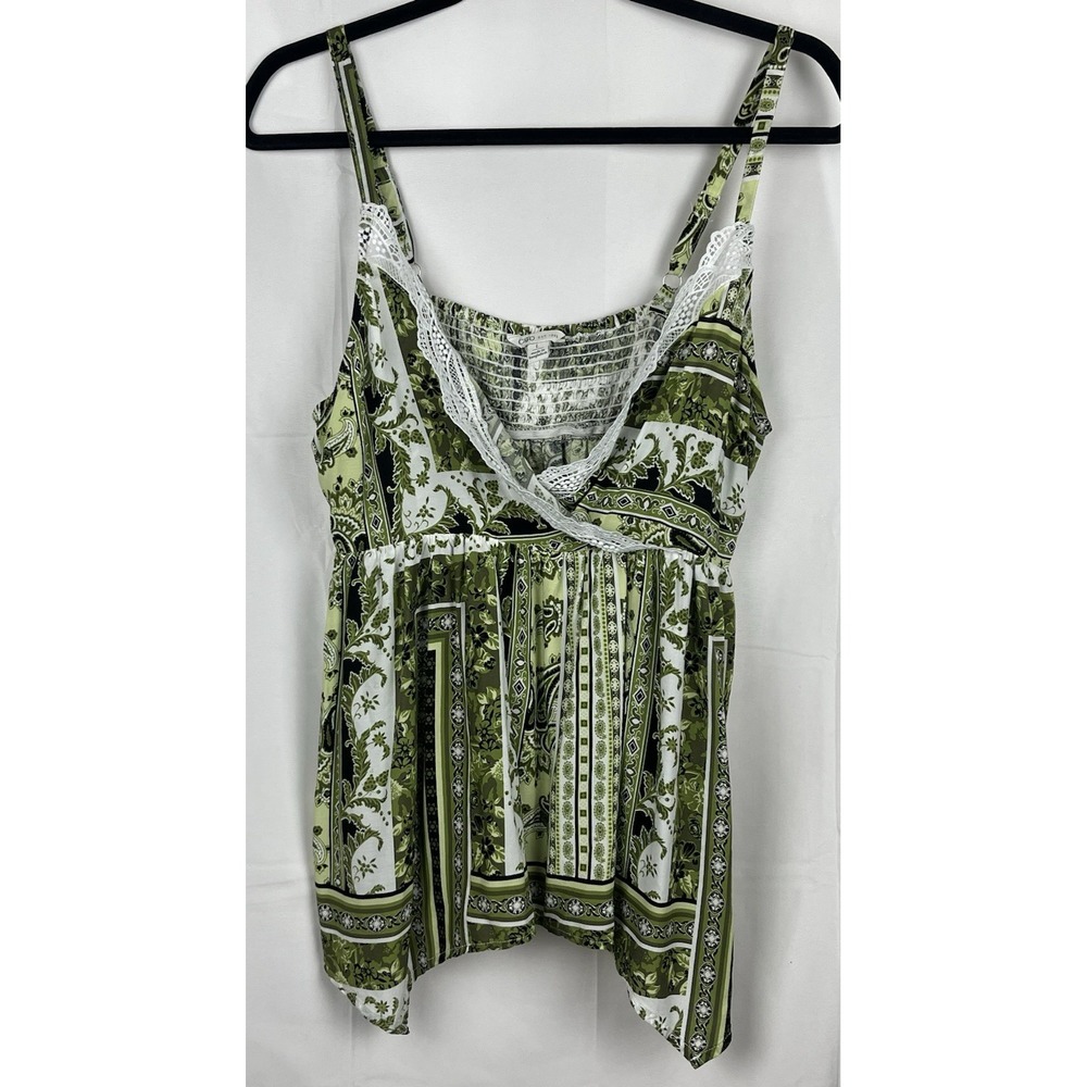 Cato's Women's Large Babydoll Top Y2K Inspired Green Fairycore Paisley Floral